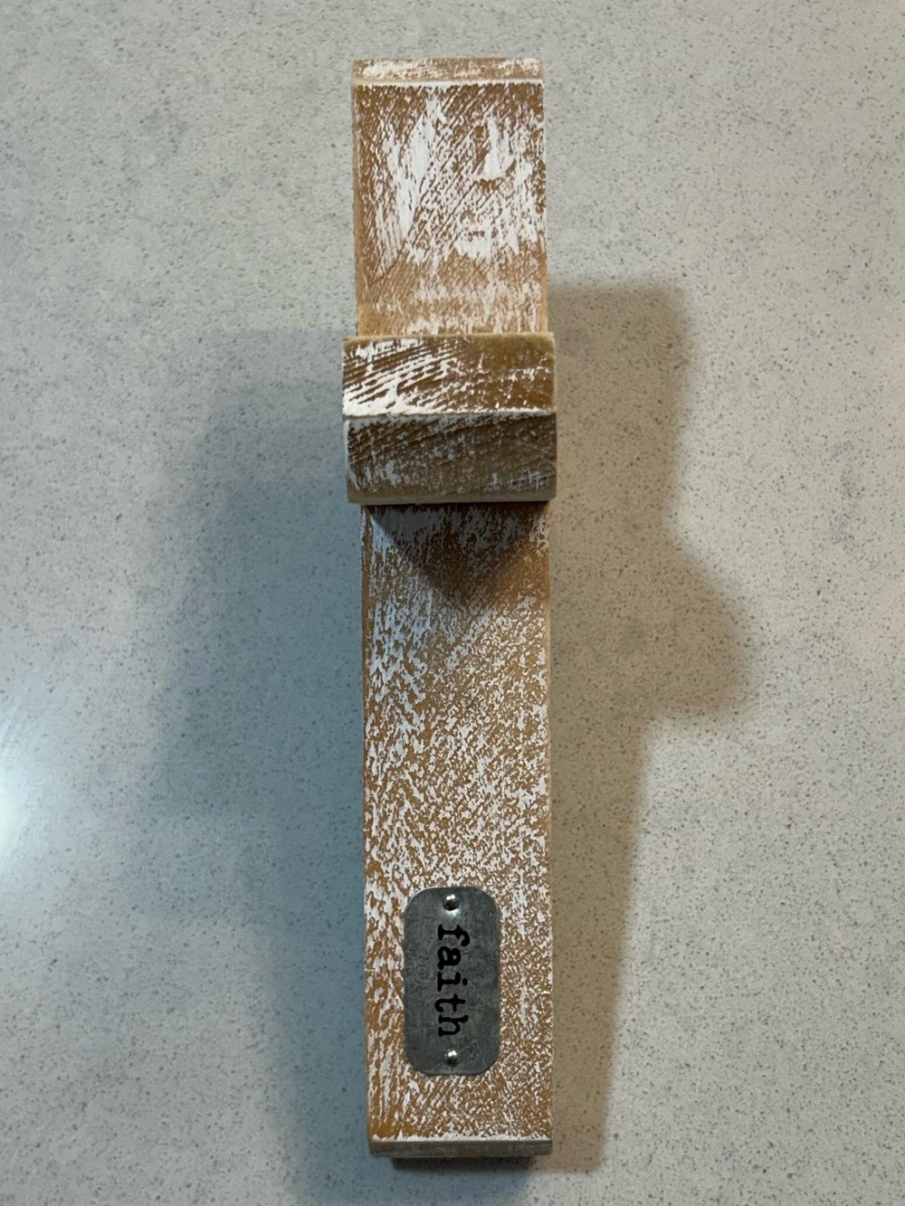 Collins Rustic Distressed Wooden Wall Cross - White & Natural - Picture 2 of 3